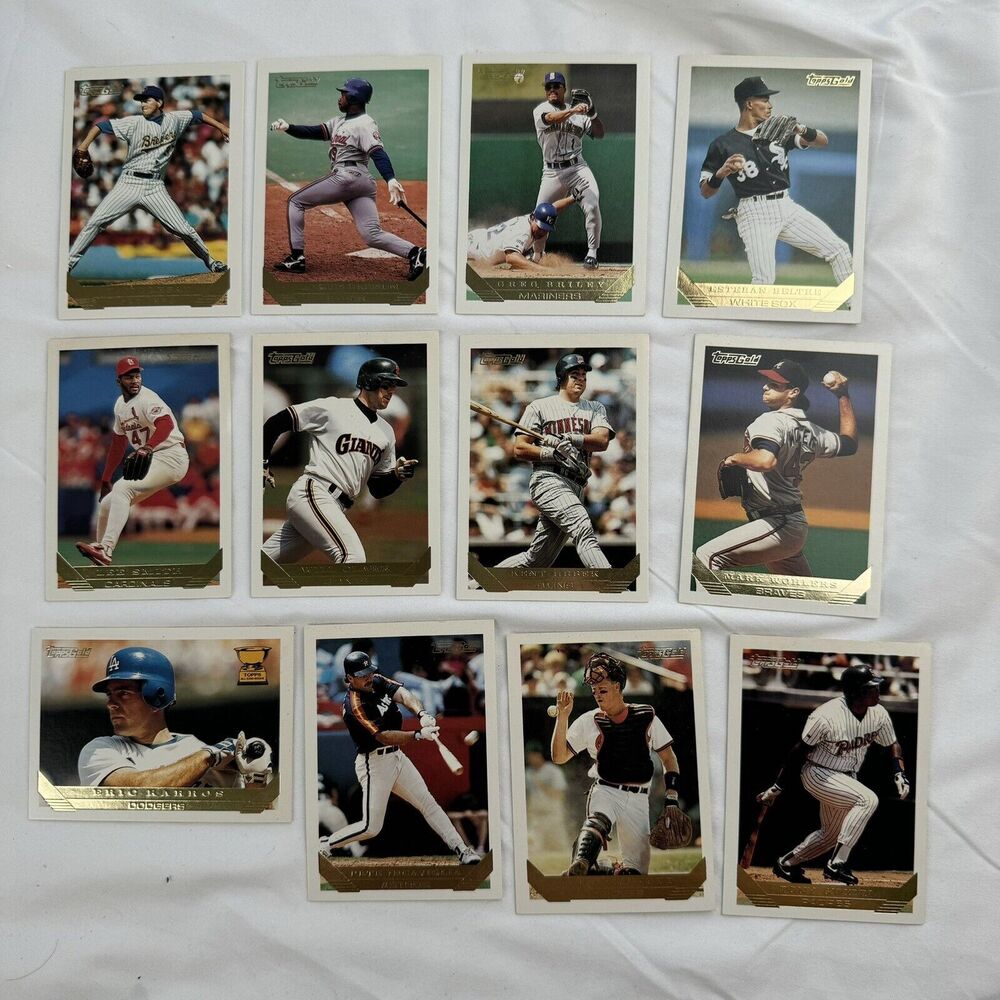 1993 Topps Gold Baseball 12 Card Lot Will Clark Kent Hrbek Tony Gwynn Wohlers